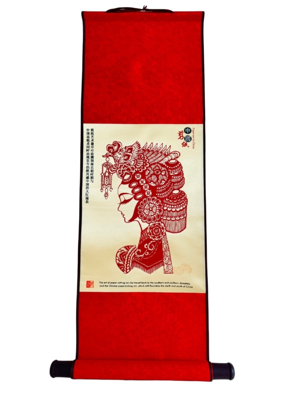 Chinese Silk Scroll Peking Opera Wall Hanging Asian Folk Art Decor Boxed Gift